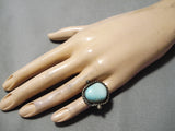 Rare Vintage Native American Navajo Candelaria Turquoise Sterling Silver Ring-Nativo Arts