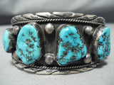 Important Vintage Native American Navajo Phil Long Turquoise Sterling Silver Bracelet-Nativo Arts