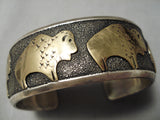 Authentic Vintage Native American Navajo Thomas Singer Gold Sterling Silver Bracelet Old-Nativo Arts