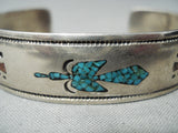 One Of Most Rare Vintage Native American Navajo Thomas Singer Turquoise Sterling Silver Bracelet-Nativo Arts