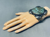 110 Grams Wowza Vintage Native American Navajo Spiderweb Turquoise Sterling Silver Bracelet-Nativo Arts