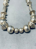 One Of The Bets Vintage Native American Navajo Sterling Silver Bead Necklace-Nativo Arts