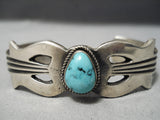 Incredible Vintage Native American Zuni Sterling Silver Blue Diamond Turquoise Bracelet-Nativo Arts