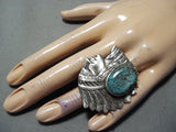 Impressive Navajo Spiderweb Turquoise Sterling Silver Ring Native American-Nativo Arts