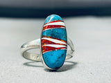 Radiant Native American Navajo Inlay Kingman Turquoise Synthetic Opal Sterling Silver Ring-Nativo Arts