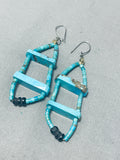 One Of The Most Unique Vintage Native American Navajo Turquoise Sterling Silver Earrings-Nativo Arts