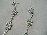 Dynamic Vintage Native American Zuni Turquoise Sterling Silver Dangle Earrings Old-Nativo Arts