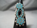 Intricate Important Vintage Zuni Native American Turquoise Sterling Silver Ring-Nativo Arts