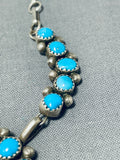 Dazzling Vintage Native American Navajo Old Kingman Turquoise Sterling Silver Necklace-Nativo Arts