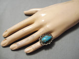 Very Rare Vintage Native American Navajo Persin Turquoise Sterling Silver Ring Old-Nativo Arts