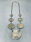 Superior Native American Navajo Vintage Coin Sterling Silver Necklace-Nativo Arts