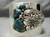 Colossal Blue Thunder Turquoise Vintage Native American Navajo Sterling Silver Bracelet-Nativo Arts