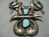 One Of Best Vintage Native American Navajo Turquoise Sterling Silver Necklace Old-Nativo Arts