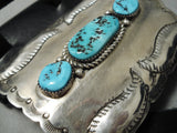 Tremendous Vintage Native American Navajo Ketoh Bowguard Sterling Silver Turquoise Bracelet-Nativo Arts