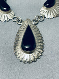 Fabulous Vintage Native American Navajo Black Onyx Sterling Silver Necklace-Nativo Arts