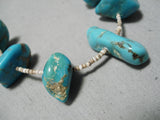 Amazing Vintage Native American Navajo Nugget Turquoise Sterling Silver Necklace Old-Nativo Arts