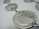 Immense Navajo Native American Sterling Silver Coin Necklace-Nativo Arts