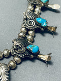 Gasp! Vintage Native American Navajo Turquoise Sterling Silver Squash Blossom Necklace Old-Nativo Arts