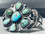 Absolutely Incredible Vintage Native American Navajo Turquoise Leaf Sterling Silver Bracelet-Nativo Arts
