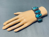 Rare Turquoise Vintage Native American Navajo Morenci Turquoise Sterling Silver Bracelet-Nativo Arts