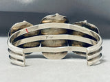 Dramatic Vintage Native American Navajo 3 Blue Diamond Turquoise Sterling Silver Bracelet-Nativo Arts