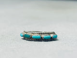 Wonderful Vintage Native American Zuni Blue Gem Turquoise Sterling Silver Ring-Nativo Arts