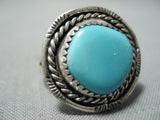 Striking Vintage Native American Navajo Turquoise Sterling Silver Ring Old-Nativo Arts