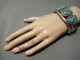 Outstanding Vintage Native American Navajo Pilot Mountain Turquoise Sterling Silver Bracelet-Nativo Arts