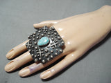 Lest James Vintage Native American Navajo Old Kingman Turquoise Sterling Silver Crosses Ring-Nativo Arts
