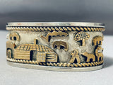 Dynamic Native American Navajo Sterling Silver & 12k Gold Storyteller Bracelet Signed-Nativo Arts