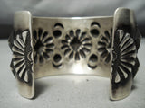 Huge Hand Tooled Vintage Native American Navajo Sterling Silver Repoussed Bracelet-Nativo Arts