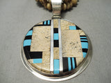 Native American Important Santo Domingo Dan Coriz Sterling Silver Turquoise Necklace-Nativo Arts