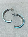 Marvelous Vintage Native American Navajo Blue Gem Turquoise Sterling Silver Earrings-Nativo Arts