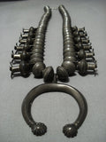 388 Grams Opulent Vintage Native American Jewelry Navajo Sterling Silver Squash Blossom Necklace-Nativo Arts