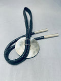 Hogan Night Native American Navajo Important Turquoise Sterling Silver Bolo Tie-Nativo Arts
