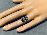 Flower Twist Vintage Native American Zuni Snake Eyes Turquoise Sterling Silver Ring-Nativo Arts
