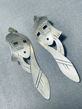 Eye-catching Vintage Native American Navajo Sterling Silver Earrings-Nativo Arts