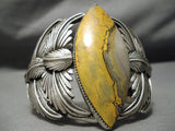One Of The Biggest Native American Navajo Bumble Bee Sterling Silver Jasper Bracelet-Nativo Arts