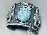 Remarkable San Felipe Pilot Mountain Turquoise Sterling Silver Huge Bracelet-Nativo Arts
