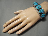 Incredible Vintage Native American Navajo Sleepingbeauty Turquoise Sterling Silver Bracelet Old-Nativo Arts