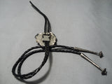 Astounding Vintage Navajo Domed Onyx Sterling Silver Native American Bolo Tie-Nativo Arts