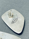 The Most Unique Vintage Native American Navajo Tom Jackson Sterling Silver Earrings-Nativo Arts