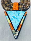 Native American One Of The Most Unique Santo Domingo Turquoise Inlay Necklace-Nativo Arts