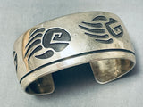 Unbelievable Native American Navajo Signed Sterling Silver Handcarved Tracks Bracelet-Nativo Arts