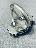 Rare Vintage Native American Navajo White Buffalo Turquoise Sterling Silver Ring-Nativo Arts