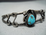 Marvelous Vintage Native American Navajo Old Kingman Turquoise Sterling Silver Bracelet Old-Nativo Arts