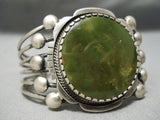 Best Vintage Native American Navajo Verdy Jake Moss Green Turquoise Sterling Silver Bracelet-Nativo Arts