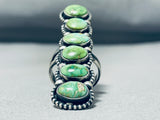 One Of The Tallest Ever Native American Navajo Damale Turquoise Sterling Silver Ring-Nativo Arts