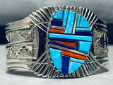 Important Priscilla Becenti Native American Navajo Turquoise Inlay Sterling Silver Bracelet-Nativo Arts