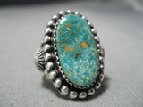 Important Navajo Carico Lake Turquoise Sterling Silver Ring Native American-Nativo Arts